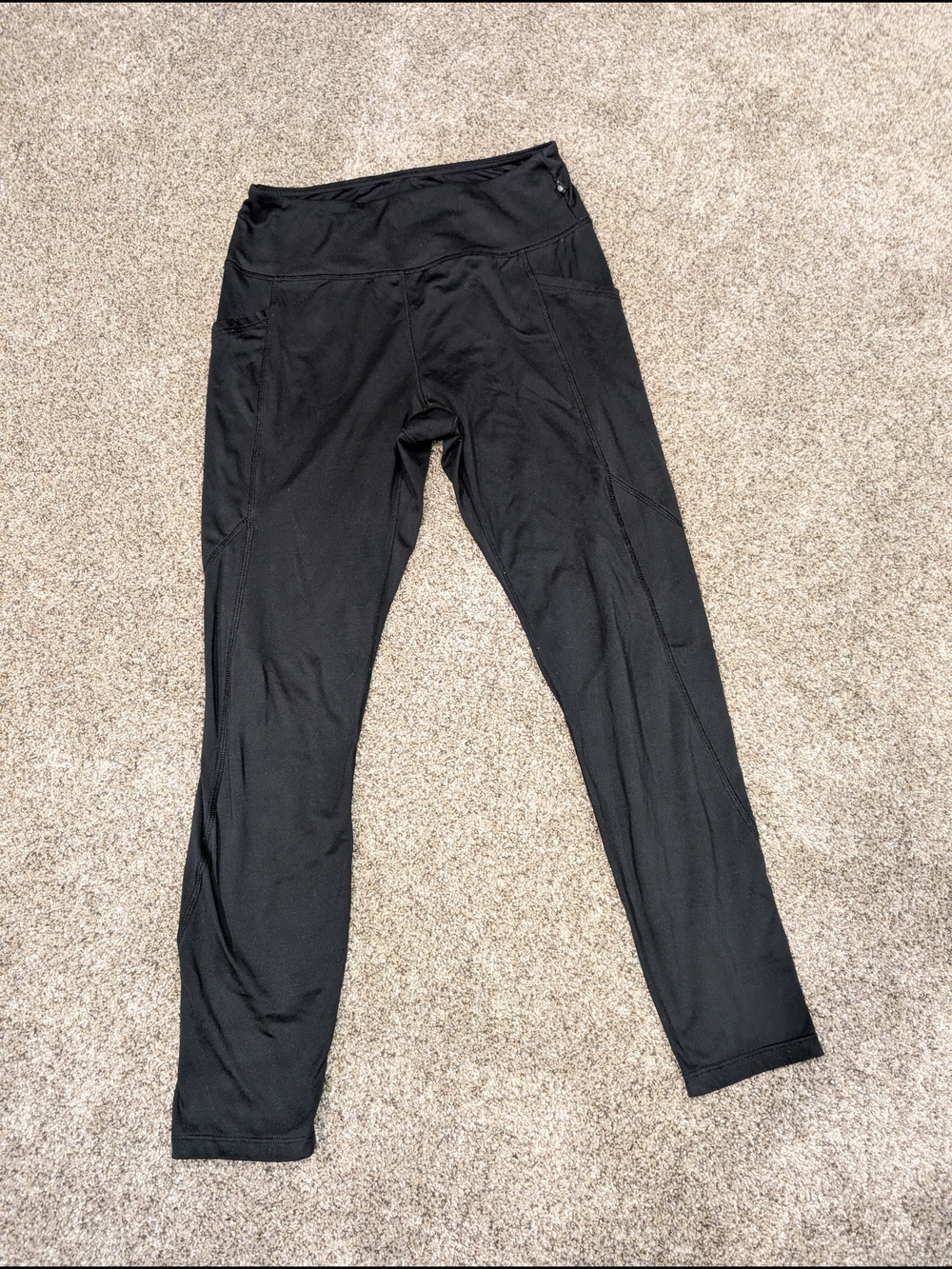 Marika - Large - Black High-Waist Leggings with Side Pockets
